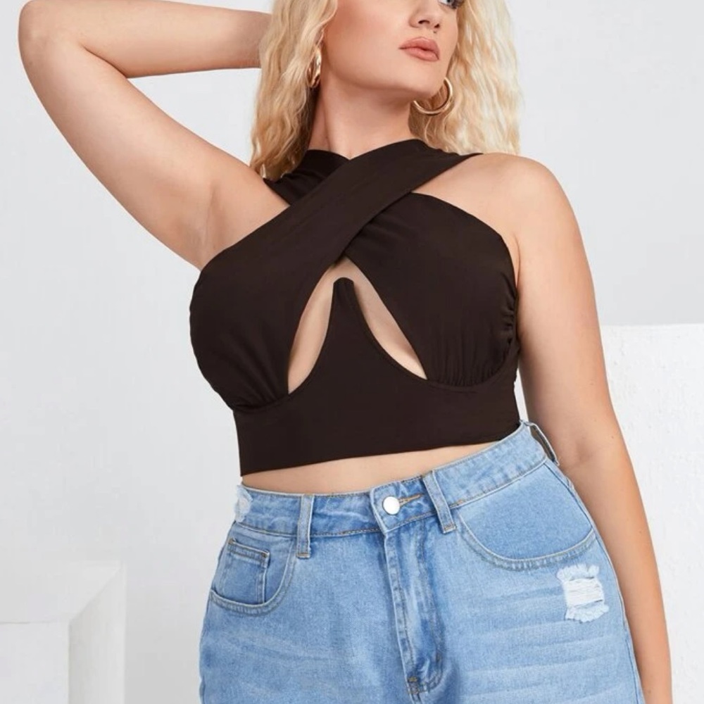 Plus wrap crop top